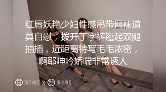 红唇妖艳少妇性感吊带网袜道具自慰，拨开丁字裤翘起双腿抽插，近距离特写毛毛浓密，啊耶呻吟娇喘非常诱人